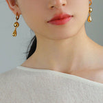 Water Droplet Paneled Ball Earrings - floysun