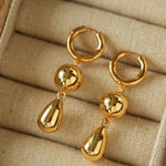 Water Droplet Paneled Ball Earrings - floysun