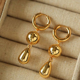 Water Droplet Paneled Ball Earrings - floysun