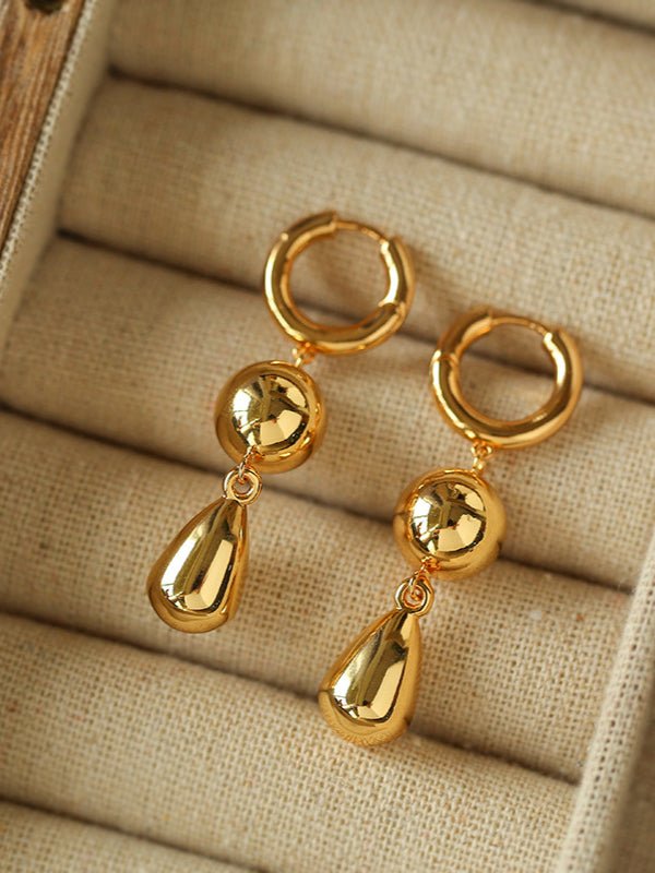 Water Droplet Paneled Ball Earrings - floysun