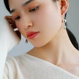 Water Droplet Paneled Ball Earrings - floysun