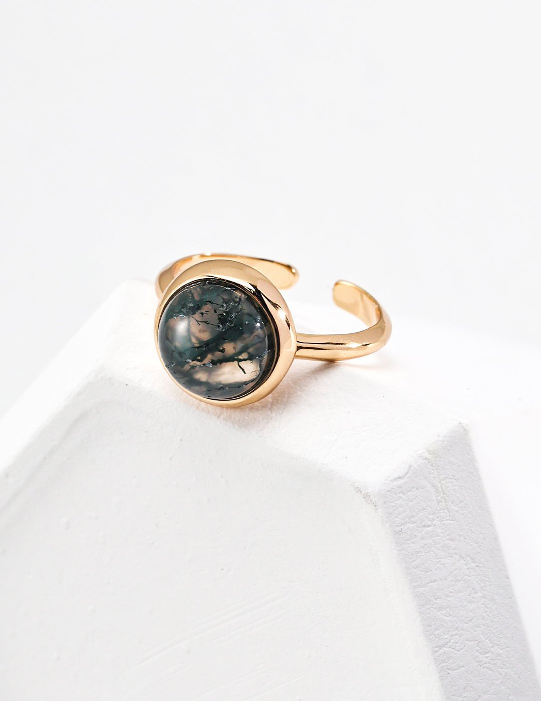 Water Grass Onyx Gemstone Open Ring - floysun