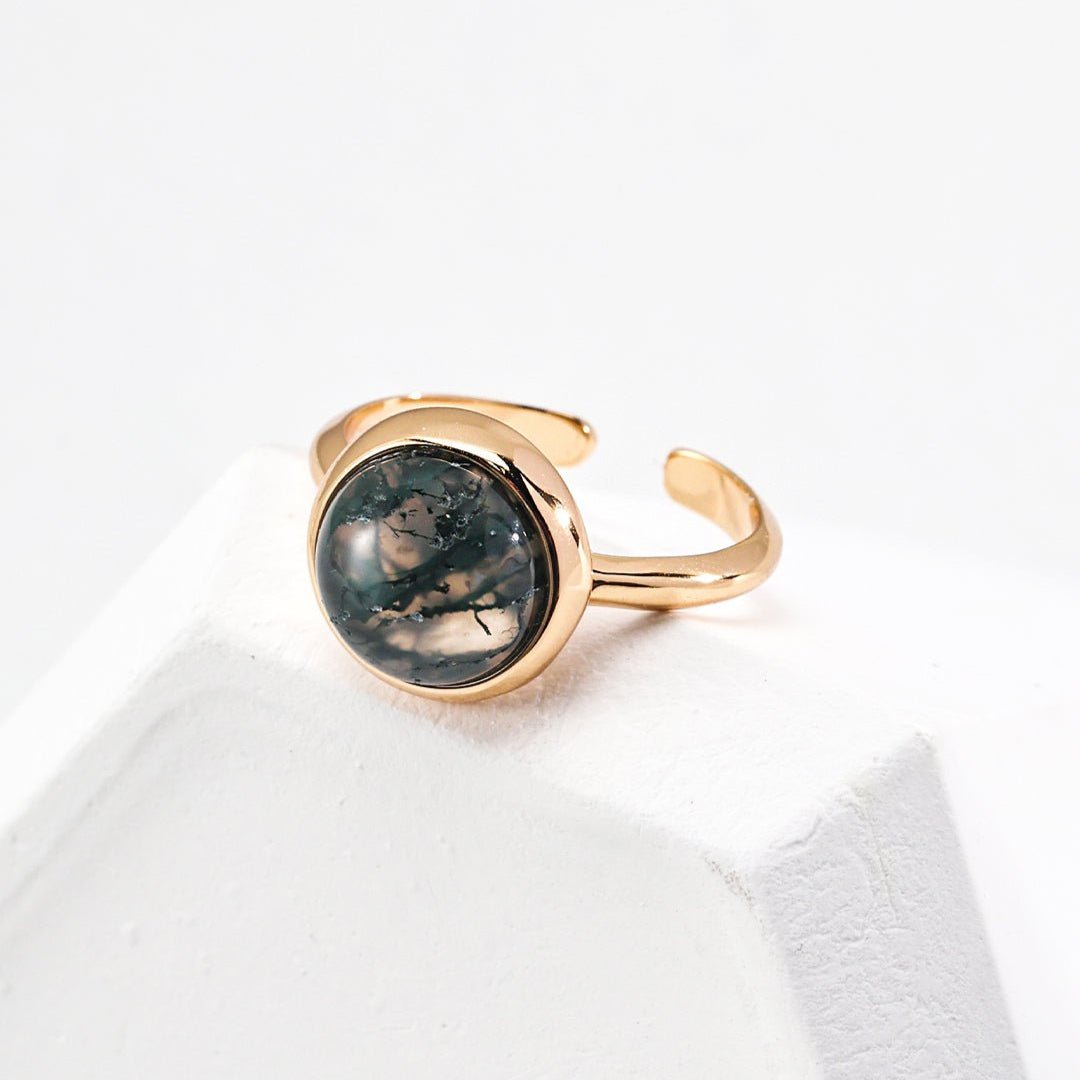 Water Grass Onyx Gemstone Open Ring - floysun