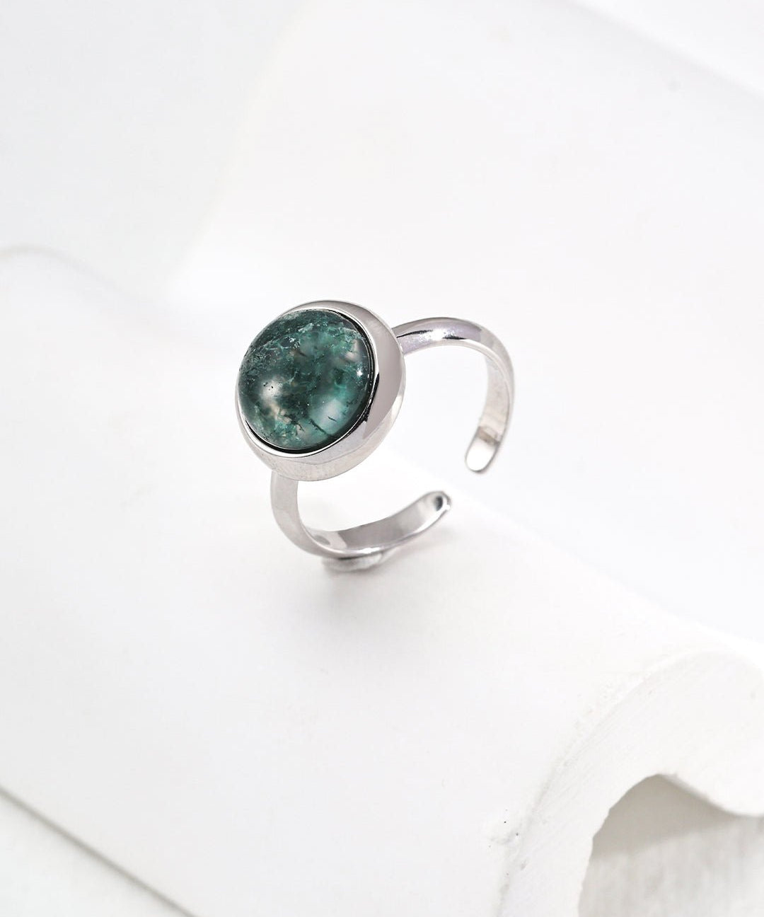 Water Grass Onyx Gemstone Open Ring - floysun