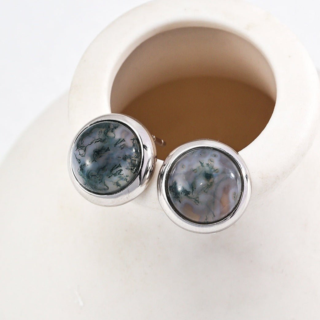 Water Grass Onyx Gemstone Stud Earrings - floysun