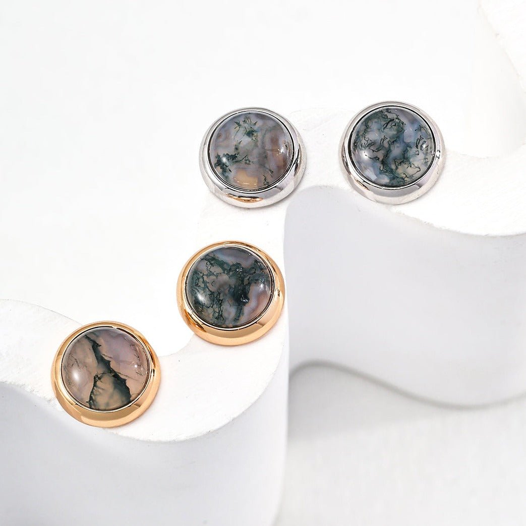 Water Grass Onyx Gemstone Stud Earrings - floysun