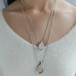 Waterdrop White Onyx Red Onyx Long Pendant Necklace - floysun