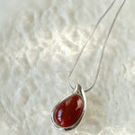 Waterdrop White Onyx Red Onyx Long Pendant Necklace - floysun