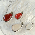 Waterdrop White Onyx Red Onyx Long Pendant Necklace - floysun