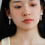 Weaving Flower Natural Baroque Pearl Drop Earrings - floysun