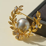 Wheat Spike Gray Mabe Pearl Brooch - floysun