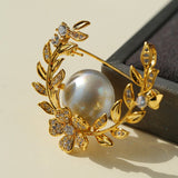 Wheat Spike Gray Mabe Pearl Brooch - floysun