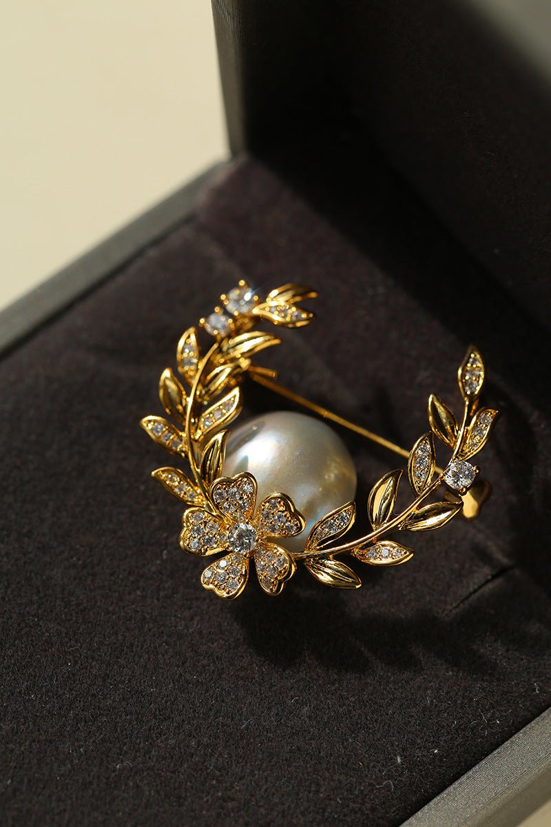 Wheat Spike Gray Mabe Pearl Brooch - floysun