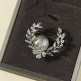 Wheat Spike Gray Mabe Pearl Brooch - floysun