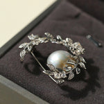 Wheat Spike Gray Mabe Pearl Brooch - floysun