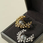 Wheat Spike Gray Mabe Pearl Brooch - floysun