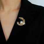 Wheat Spike Gray Mabe Pearl Brooch - floysun