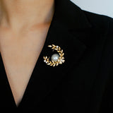 Wheat Spike Gray Mabe Pearl Brooch - floysun