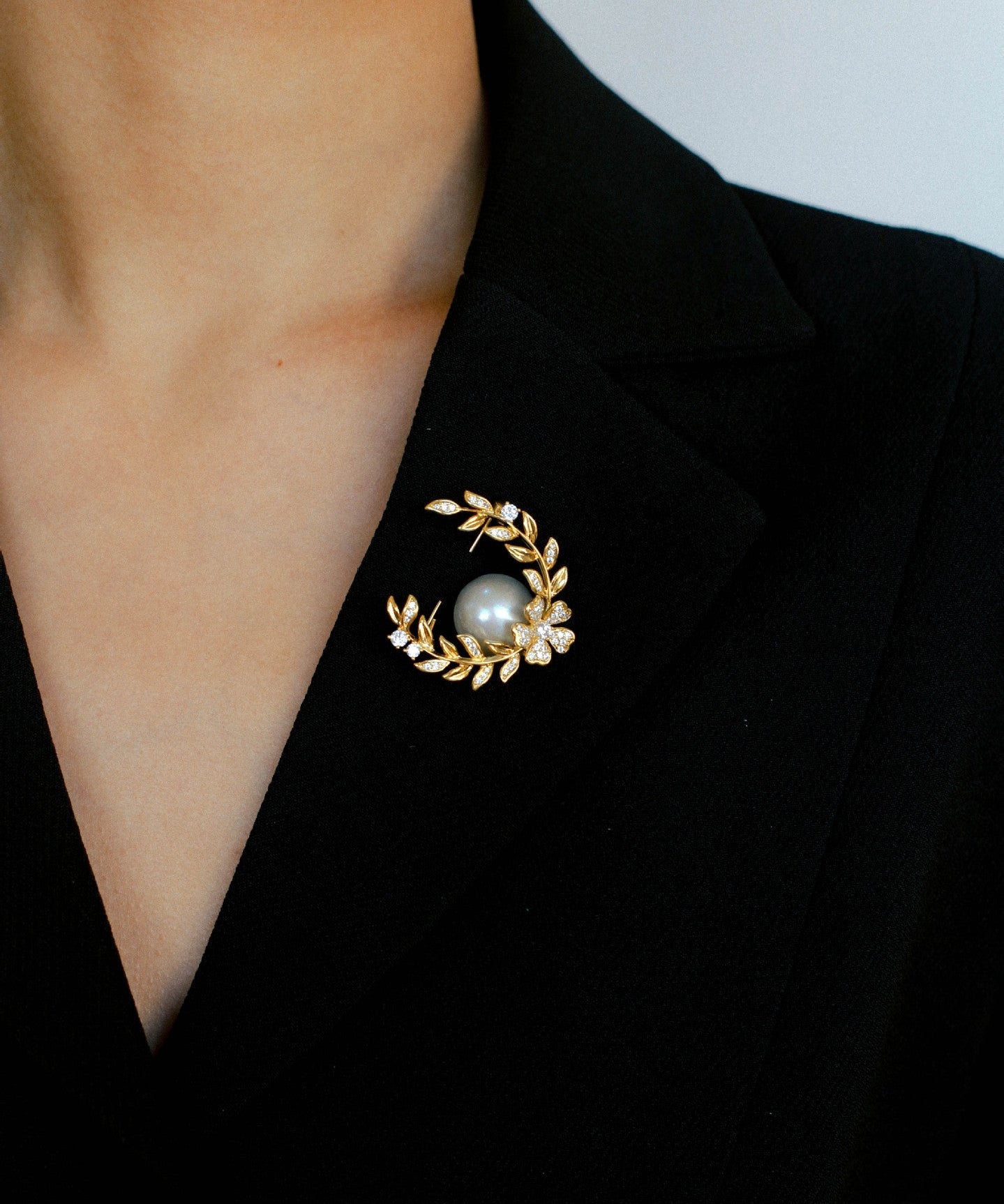 Wheat Spike Gray Mabe Pearl Brooch - floysun