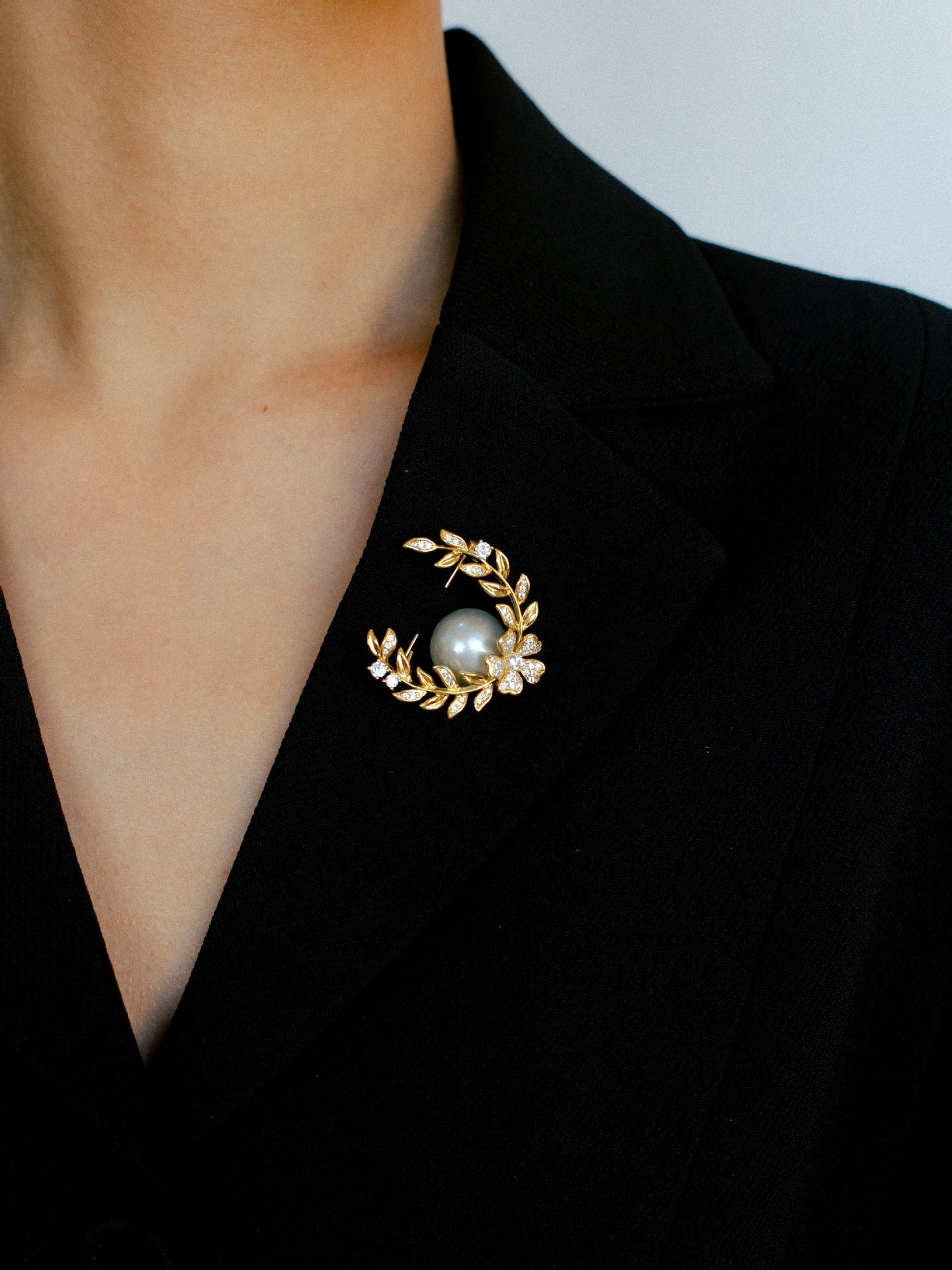 Wheat Spike Gray Mabe Pearl Brooch - floysun