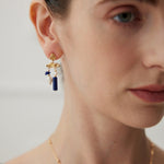 Whimsical Gemstone and Pearl Drop Earrings - floysun