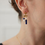 Whimsical Gemstone and Pearl Drop Earrings - floysun