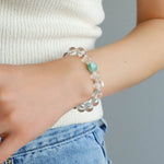 White Crystal Beaded Stretch Bracelet - floysun