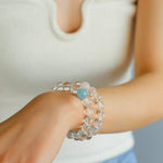 White Crystal Beaded Stretch Bracelet - floysun