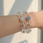 White Crystal Beaded Stretch Bracelet - floysun