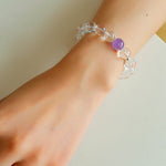 White Crystal Beaded Stretch Bracelet - floysun