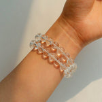 White Crystal Beaded Stretch Bracelet - floysun