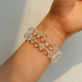 White Crystal Beaded Stretch Bracelet - floysun