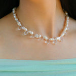 White Crystal Spliced Pearl Necklace - floysun