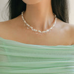 White Crystal Spliced Pearl Necklace - floysun