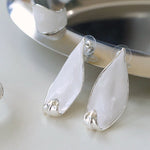 White Enamel Scroll Leaf Statement Earrings - floysun