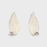 White Enamel Scroll Leaf Statement Earrings Upgraded Version - floysun