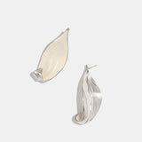 White Enamel Scroll Leaf Statement Earrings Upgraded Version - floysun