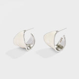 White Enamel Scroll Leaf Statement Hoop Earrings - floysun