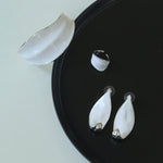 White Enamel Scroll Leaf Wide Open Ring - floysun