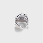 White Enamel Scroll Leaf Wide Open Ring - floysun