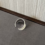 White Enamel Scroll Leaf Wide Open Ring - floysun