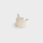 White Enamel Scroll Leaf Wide Open Ring - floysun