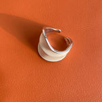 White Enamel Scroll Leaf Wide Open Ring - floysun