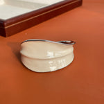 White Enamel Scroll Leaf Width Face Bangles Bracelet - floysun