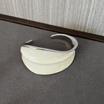 White Enamel Scroll Leaf Width Face Bangles Bracelet - floysun