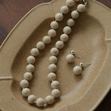 White Fossil Beaded Necklace - floysun