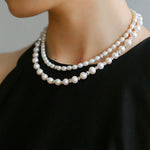 White Freshwater Pearl Silver Bean Necklace - White Pearl - floysun