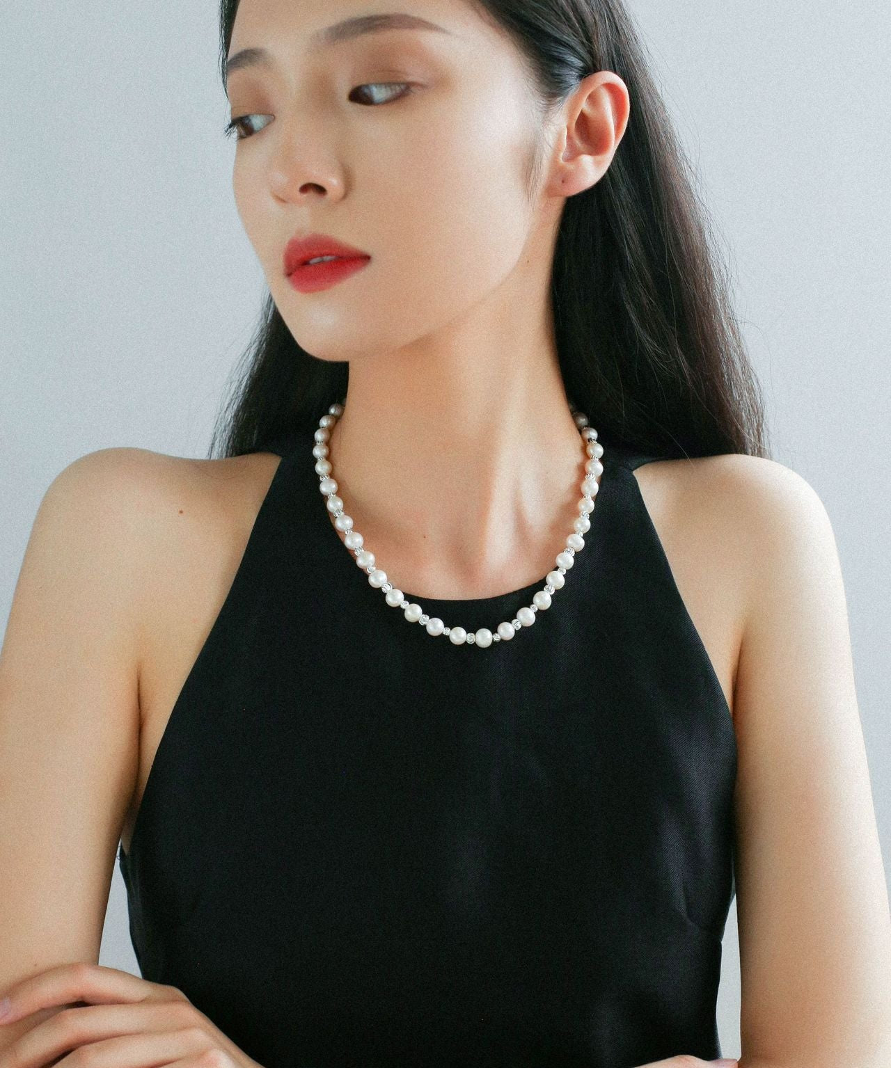 White Freshwater Pearl Silver Bean Necklace - White Pearl - floysun