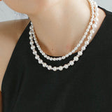 White Freshwater Pearl Silver Bean Necklace - White Pearl - floysun