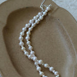 White Freshwater Pearl Silver Bean Necklace - White Pearl - floysun